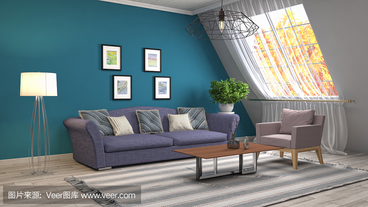 室內(nèi)客廳。三維演示