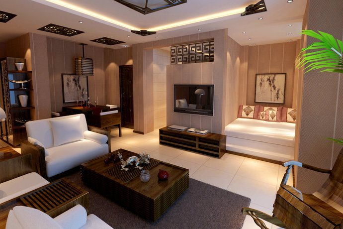 64平米1室1廳現(xiàn)代中式客廳裝修效果圖_設(shè)計(jì)案例_太平洋家居網(wǎng)高清圖庫