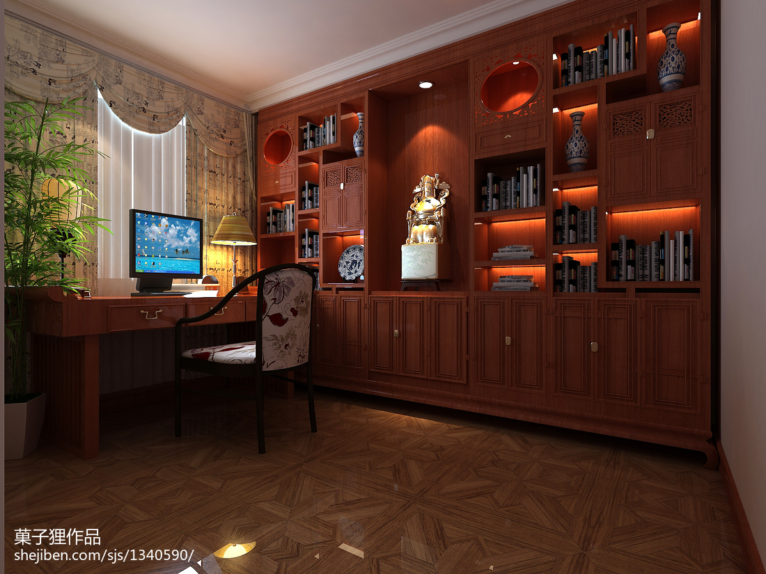 中式典雅書(shū)房坐椅裝修圖片 &ndash; 設(shè)計(jì)本裝修效果圖