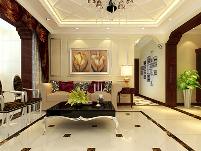 電力設計院135平米歐式風格裝修設計效果圖